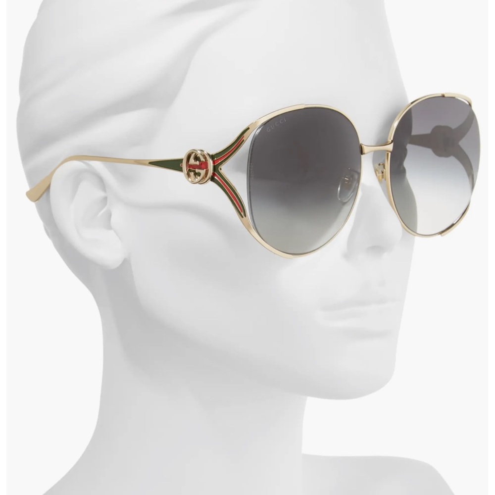 63mm Gradient Oversize Open Temple Round Sunglasses WORN 3-4 TIMES